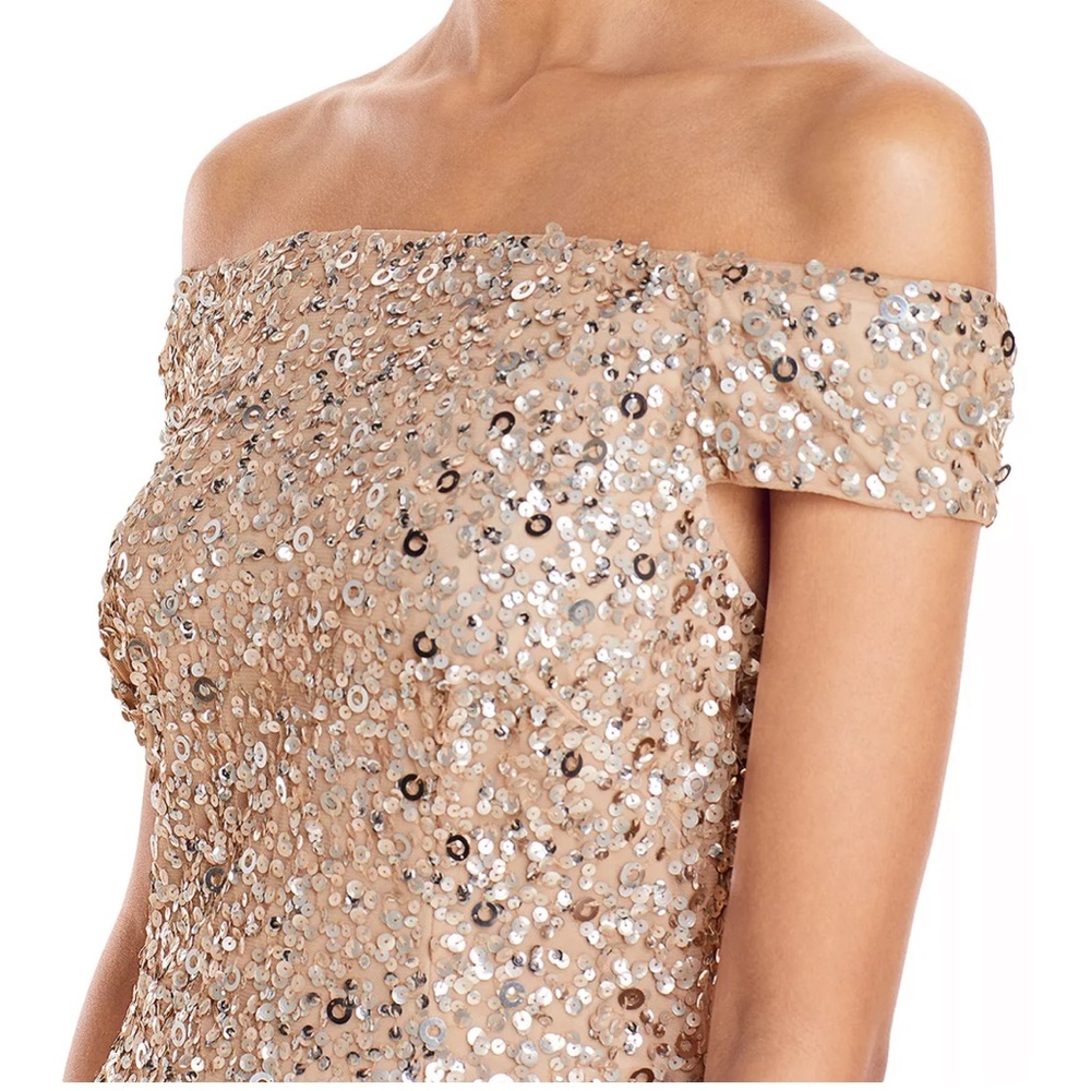Adrianna Papell Size 20 Gold sequin off the shoulder dress